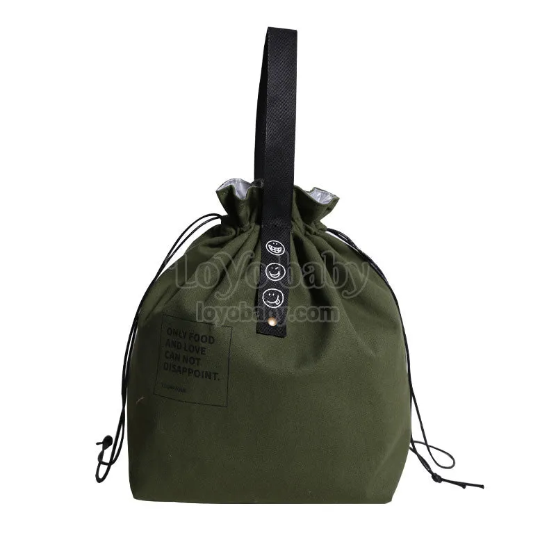 Minimalist Drawstring Canvas Lunch Bag For Adults, Collapsible, Lightweight
