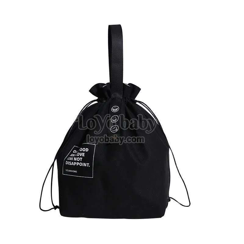Minimalist Drawstring Canvas Lunch Bag For Adults, Collapsible, Lightweight