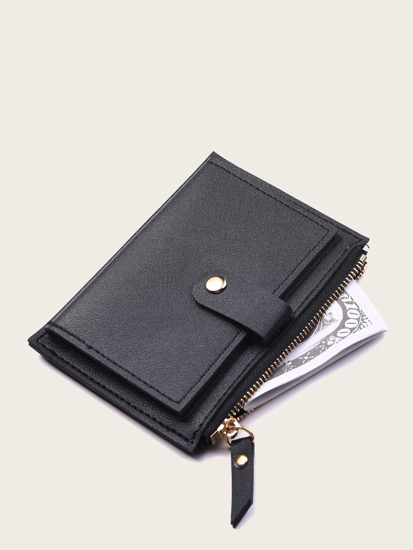 Minimalist Foldover Zipper Wallet
