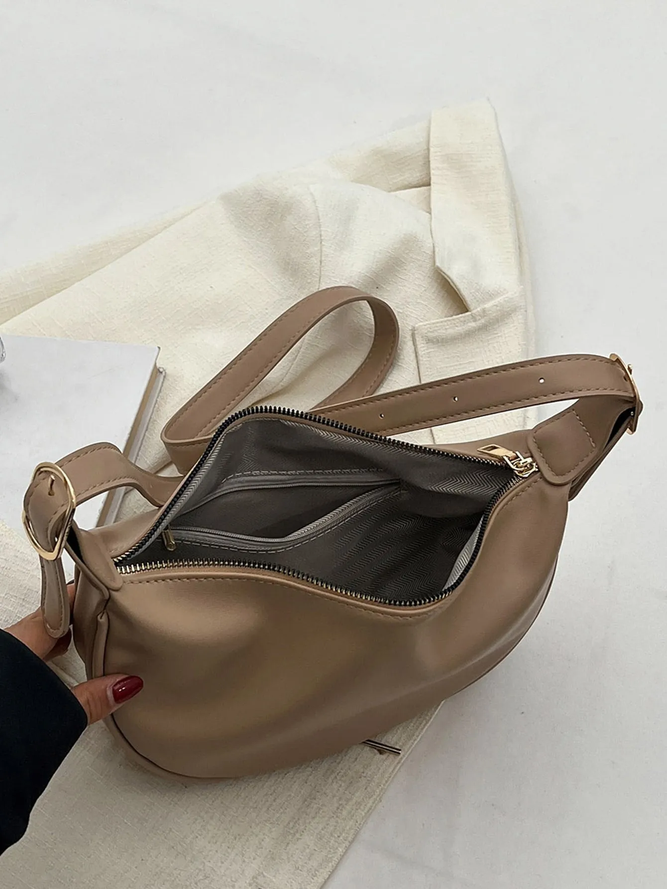 Minimalist Hobo Bag - Khaki