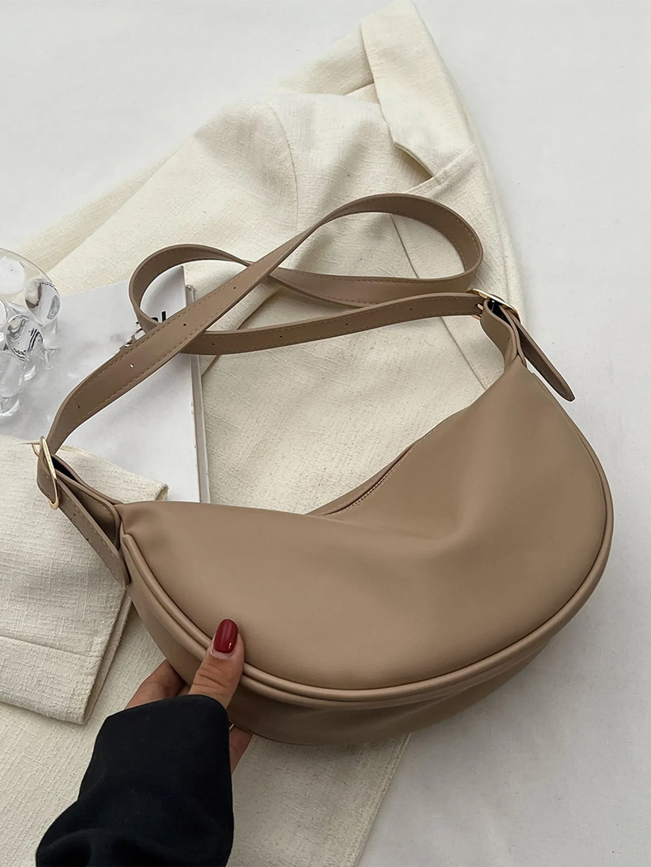 Minimalist Hobo Bag - Khaki