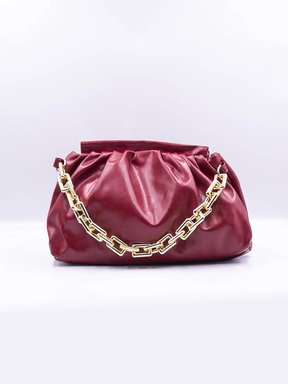 Minimalist Ruched Chain Decor Bag - Red - FD ⚡