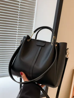 Minimalist Top Handle Bag - Black