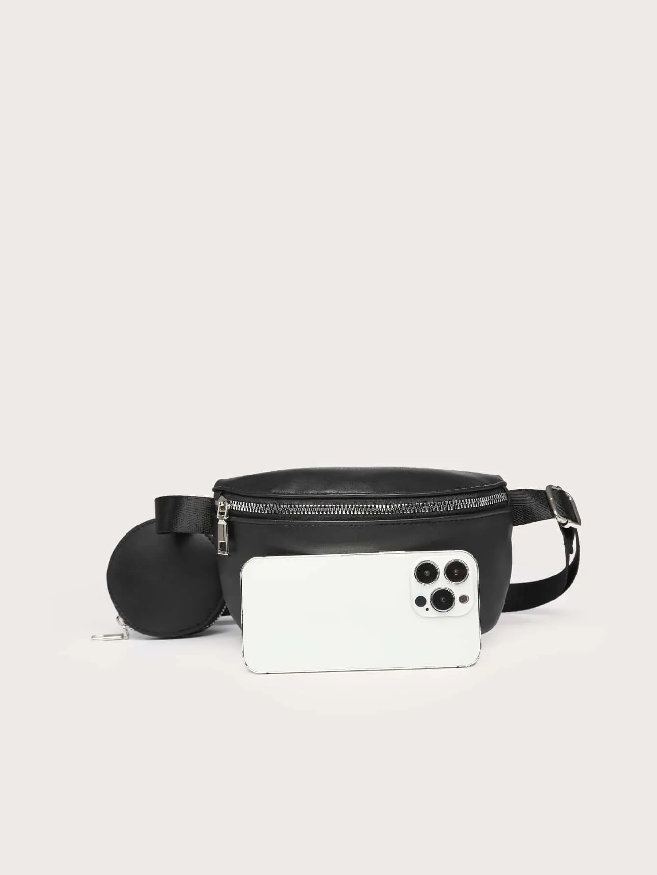Minimalist Zipper Fanny Pack With Coin Purse - ᗰ'₂₂ - Black