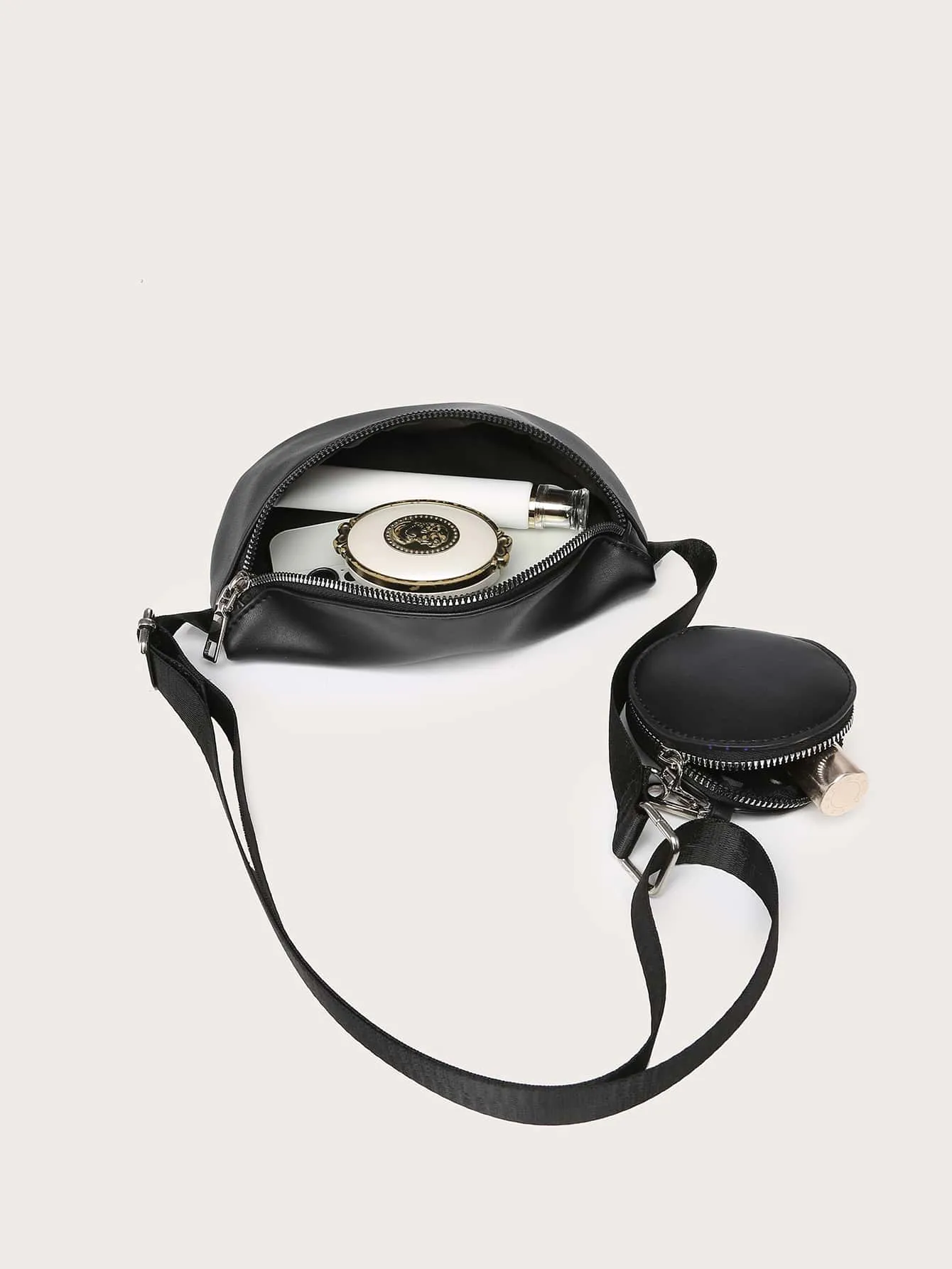 Minimalist Zipper Fanny Pack With Coin Purse - ᗰ'₂₂ - Black