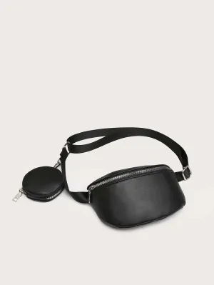 Minimalist Zipper Fanny Pack With Coin Purse - ᗰ'₂₂ - Black