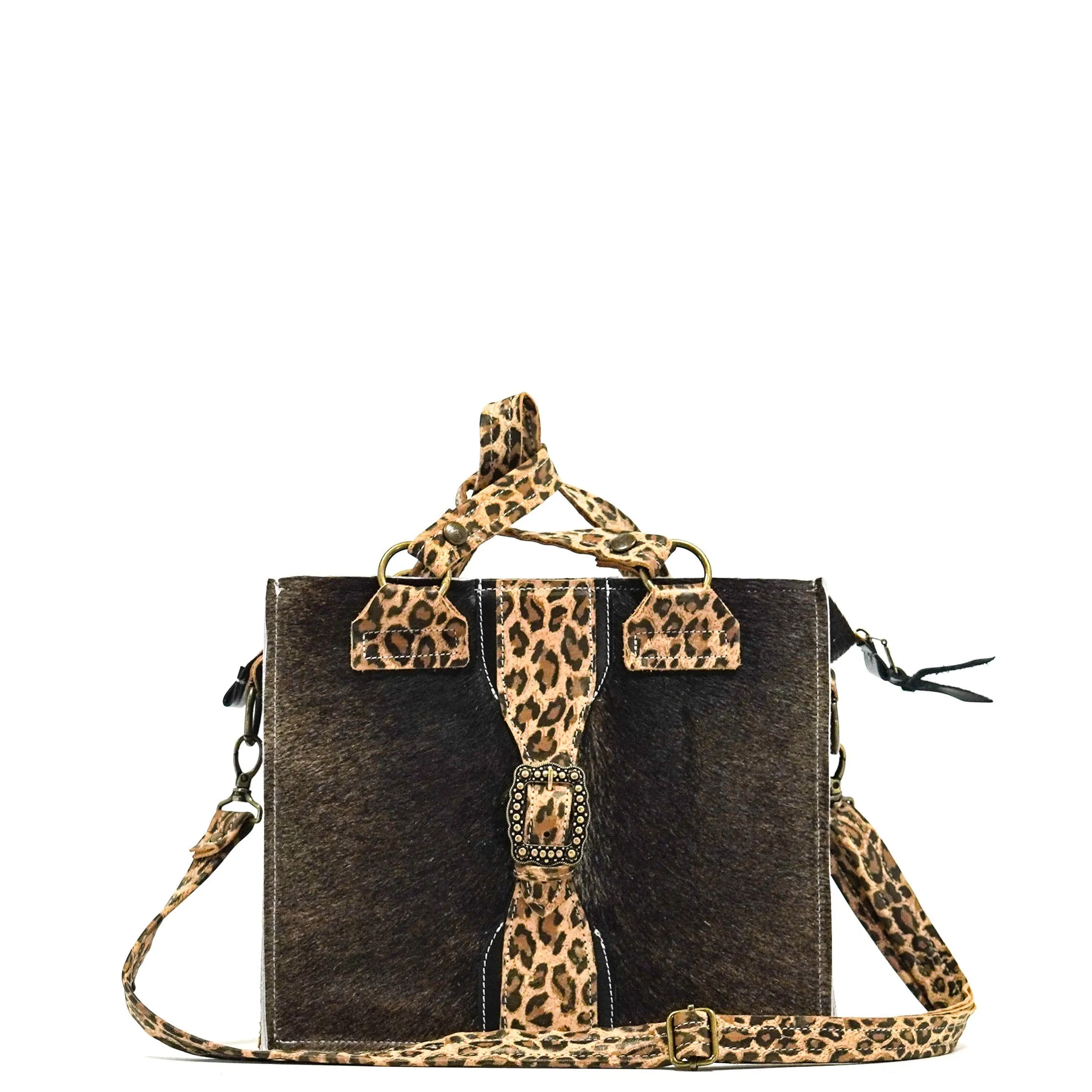 Minnie Pearl - Dark Brindle w/ Leopard Leather