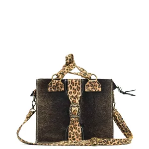 Minnie Pearl - Dark Brindle w/ Leopard Leather