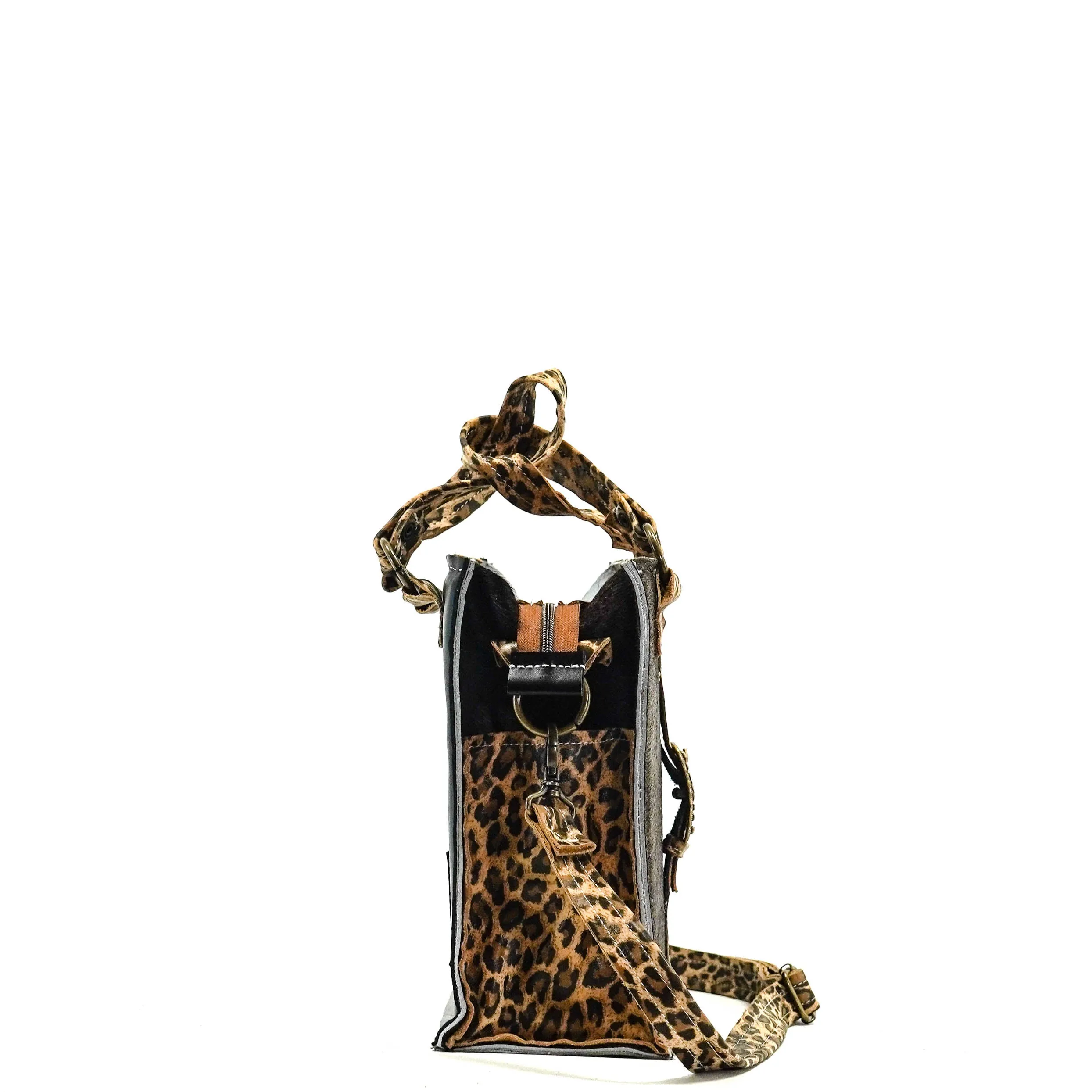 Minnie Pearl - Dark Brindle w/ Leopard Leather