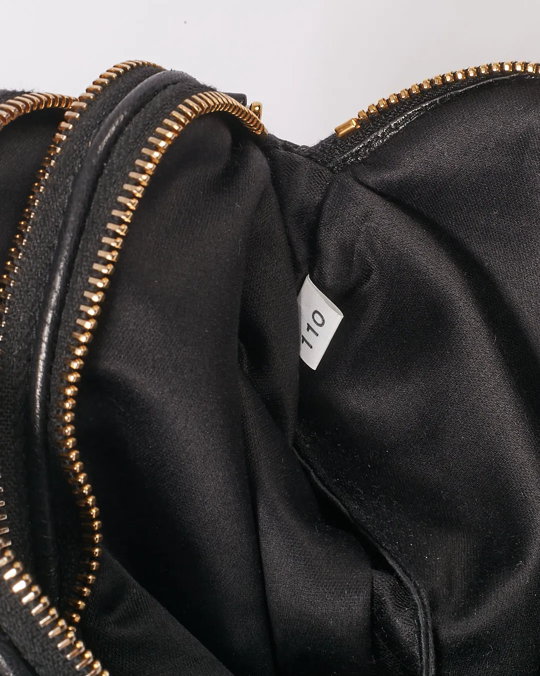 Miu Miu Black Matelasse Leather Mini Double Zip Crossbody Bag