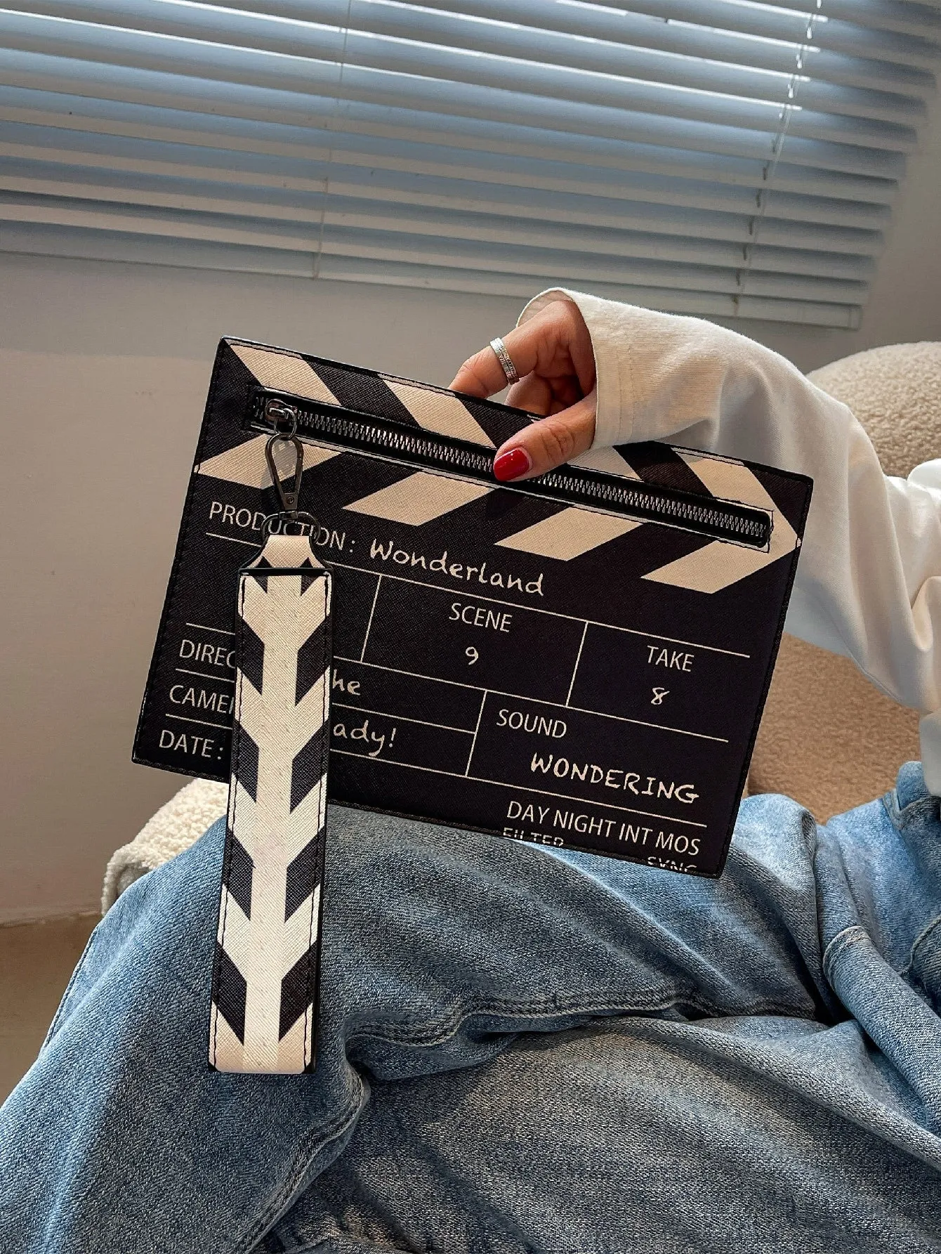 Movie Clapperboard Design Square Bag - Black