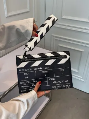 Movie Clapperboard Design Square Bag - Black