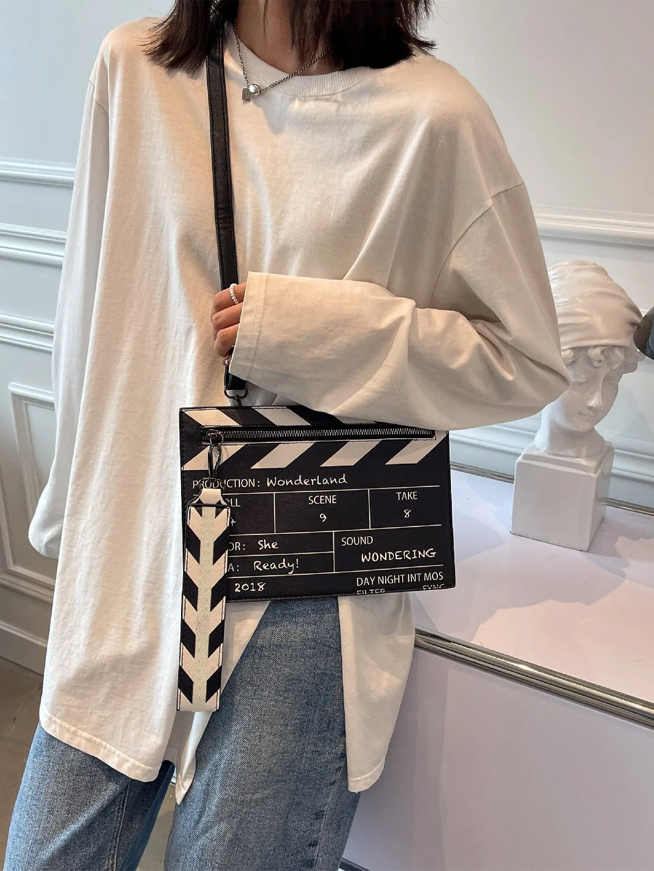 Movie Clapperboard Design Square Bag - Black