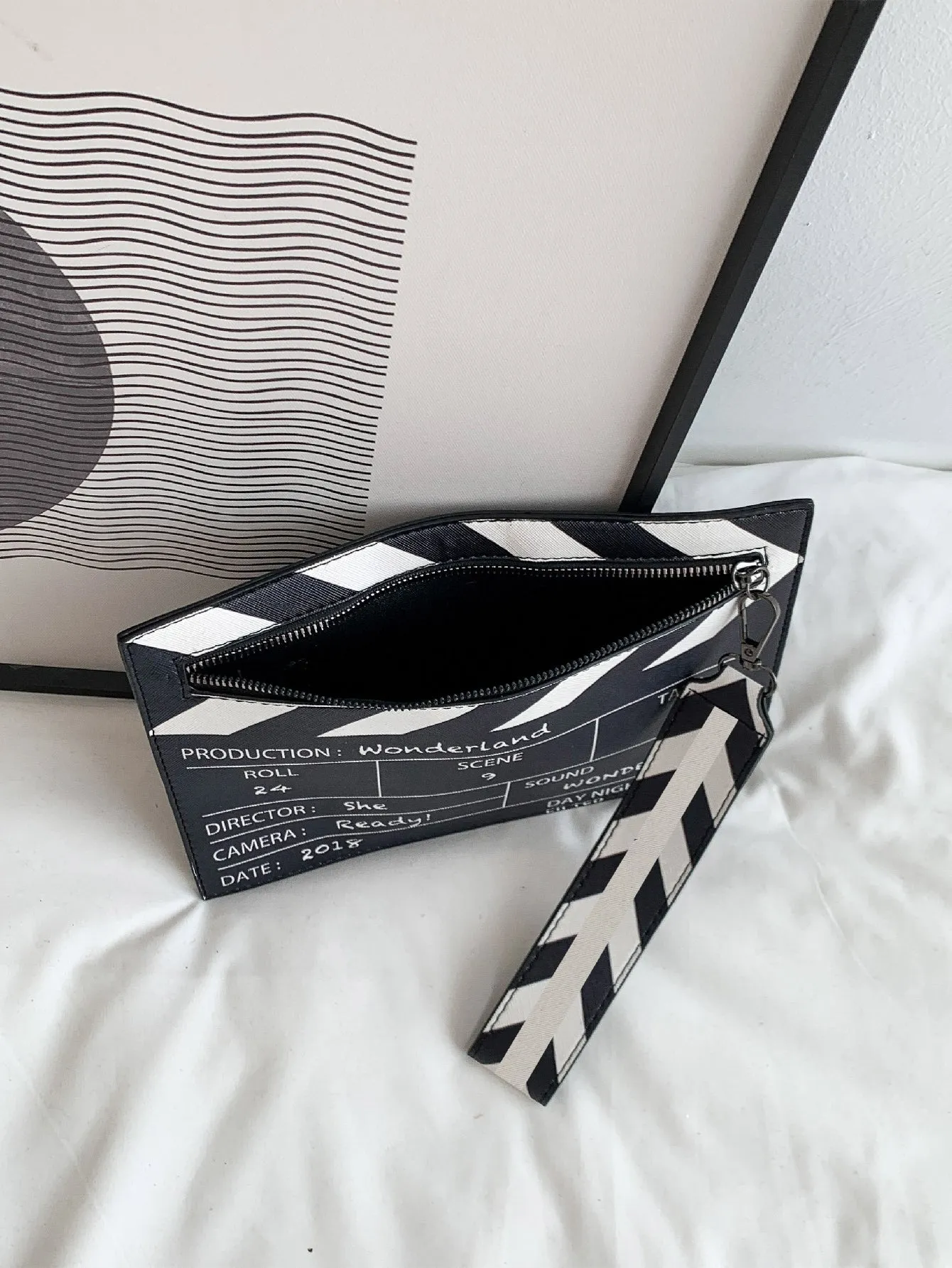 Movie Clapperboard Design Square Bag - Black