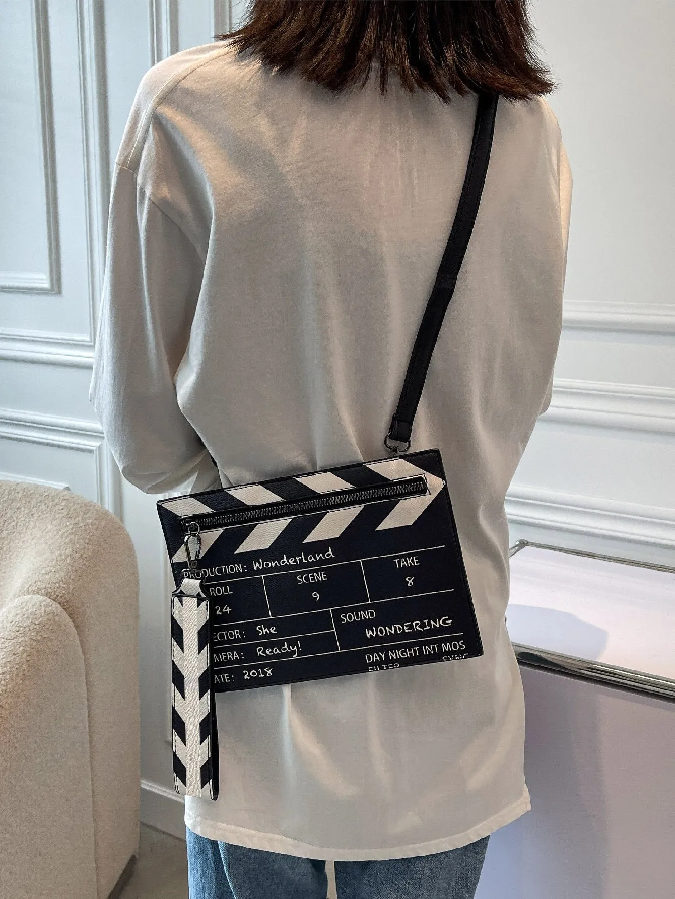 Movie Clapperboard Design Square Bag - Black
