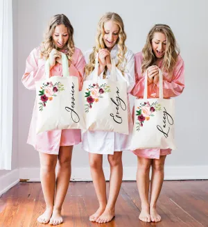 Name Tote Bags Simple Floral