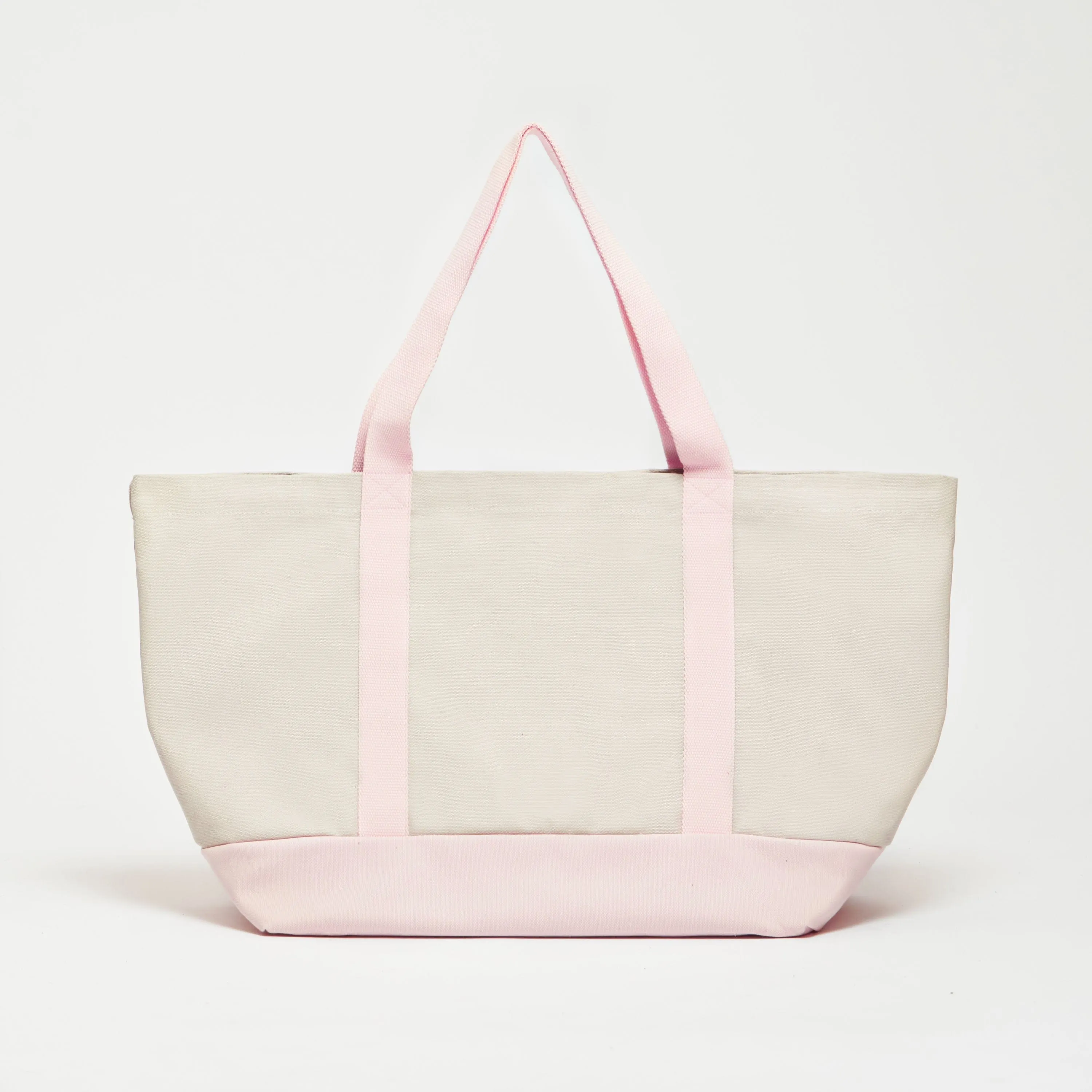 Natural Cotton Canvas Beach Bag | Sand & Pink