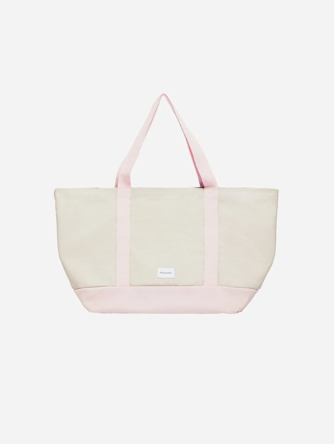 Natural Cotton Canvas Beach Bag | Sand & Pink