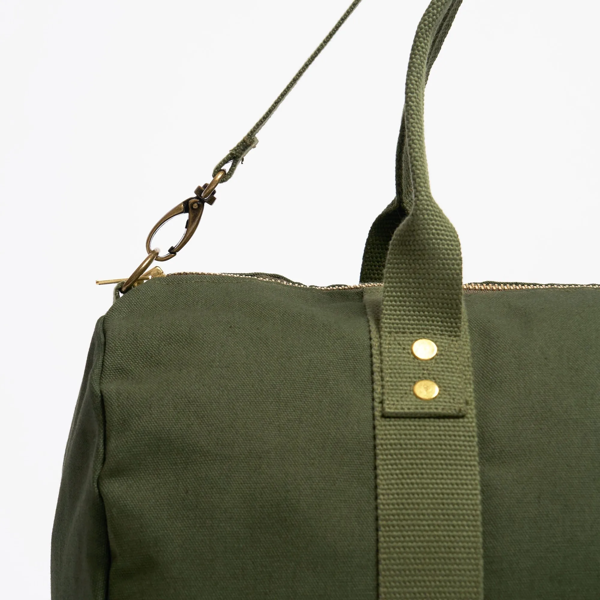Natural Cotton Canvas Vegan Weekender | Dark Olive