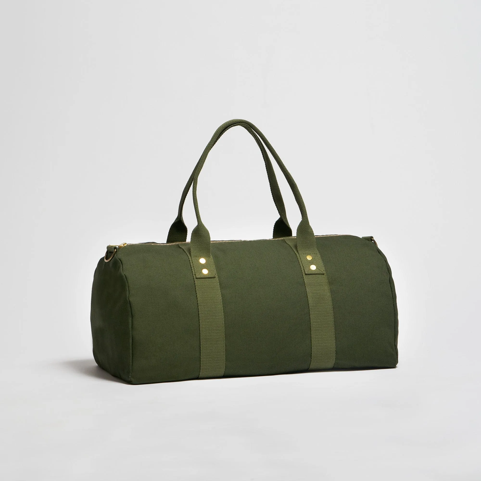 Natural Cotton Canvas Vegan Weekender | Dark Olive