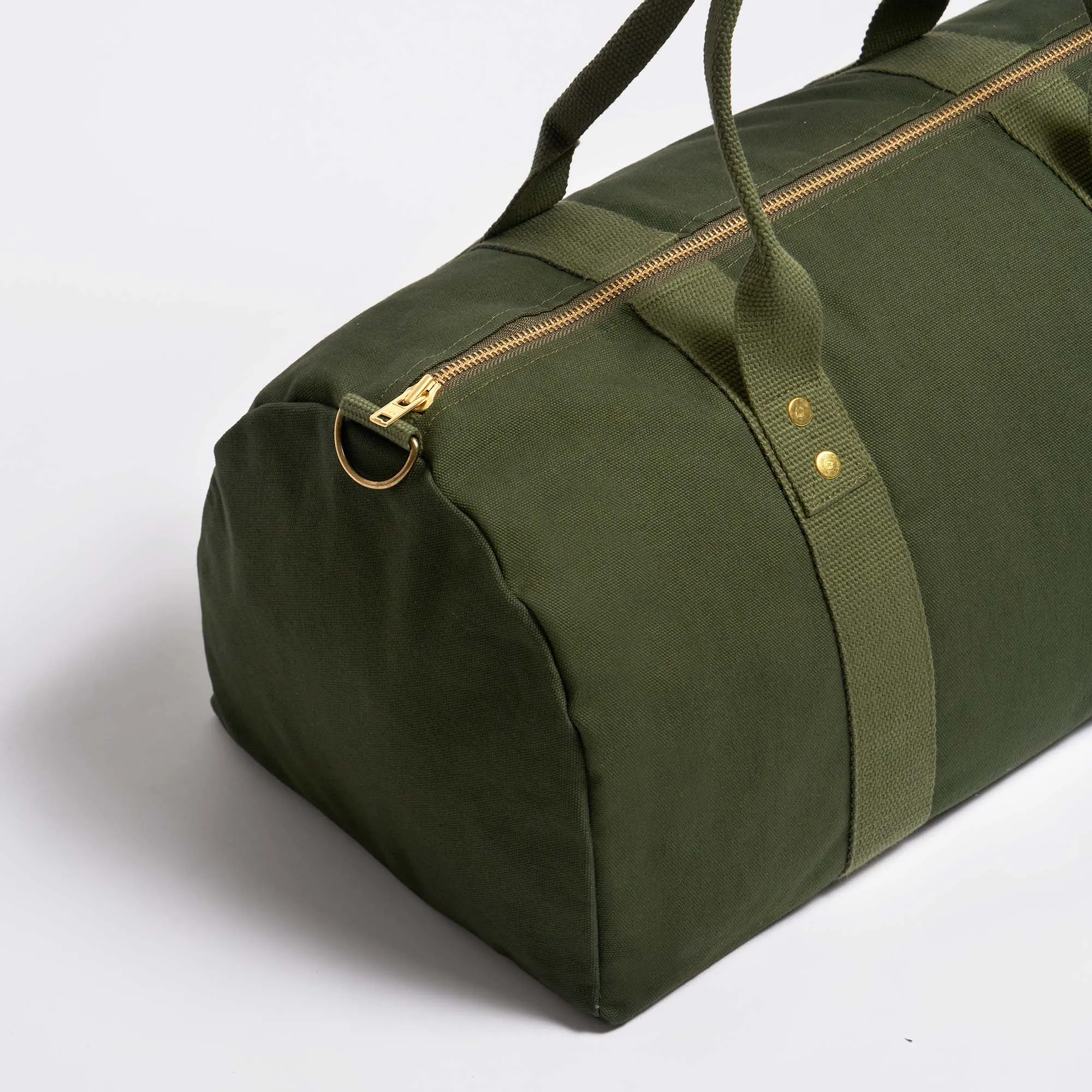 Natural Cotton Canvas Vegan Weekender | Dark Olive