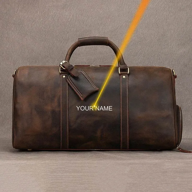 Natural Cowskin Waterproof Men’s Leather Weekend Overnight Bag