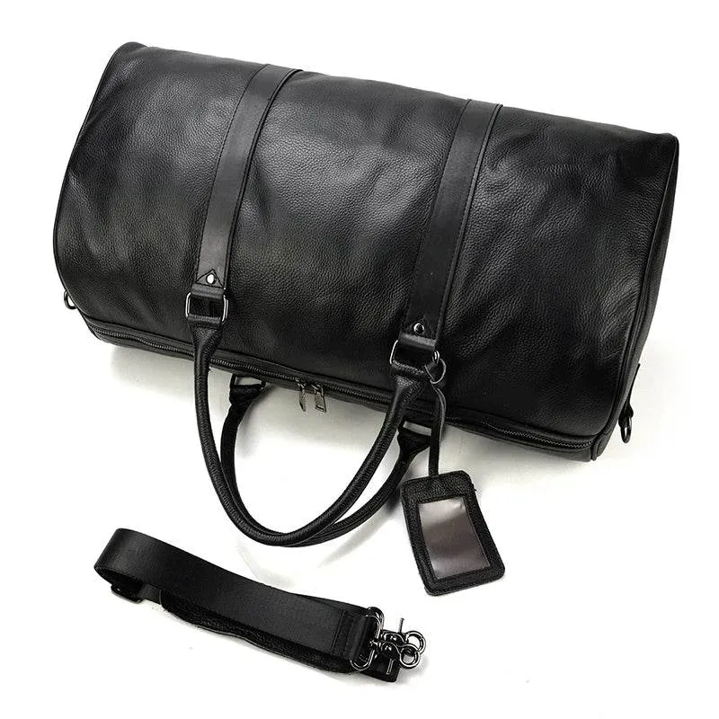 Natural Cowskin Waterproof Men’s Leather Weekend Overnight Bag