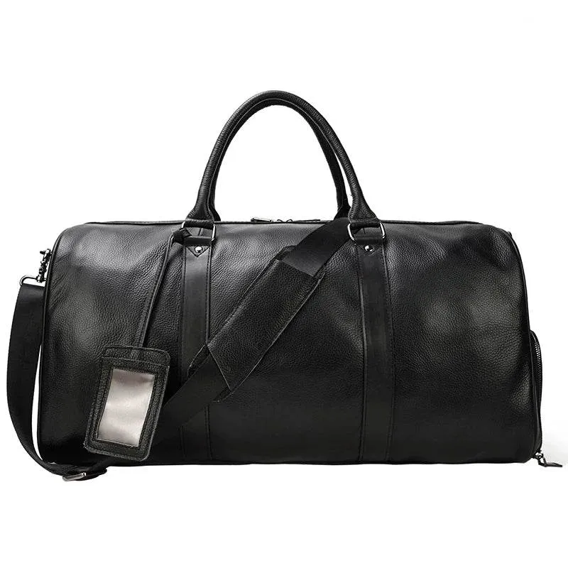 Natural Cowskin Waterproof Men’s Leather Weekend Overnight Bag