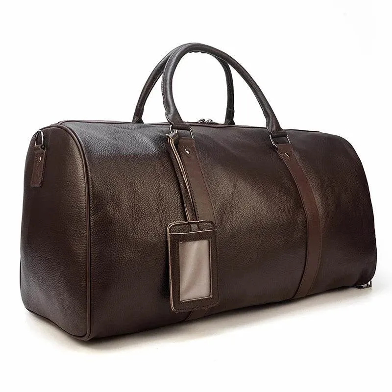 Natural Cowskin Waterproof Men’s Leather Weekend Overnight Bag