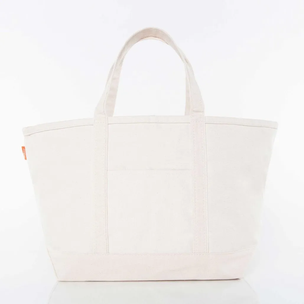 Natural Large Zippered Tote Bag