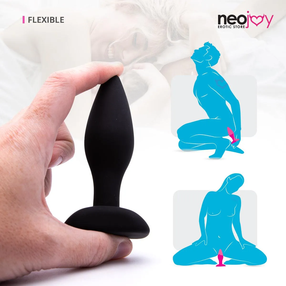 Neojoy Smooth Silicone Medium Butt Plug - Up to 5" - Black