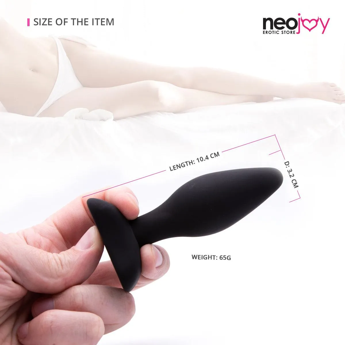 Neojoy Smooth Silicone Medium Butt Plug - Up to 5" - Black