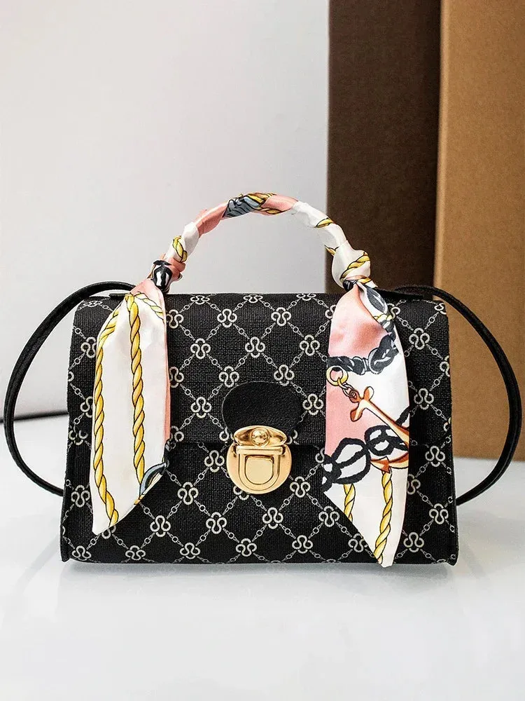New Ladies Bags Dot Panel Printed PU Crossbody Scarf Bag Lock Buckle Shoulder Bag Bags for Women Crossbody Bags for Women