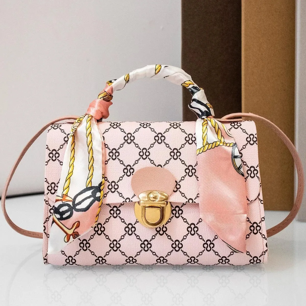 New Ladies Bags Dot Panel Printed PU Crossbody Scarf Bag Lock Buckle Shoulder Bag Bags for Women Crossbody Bags for Women