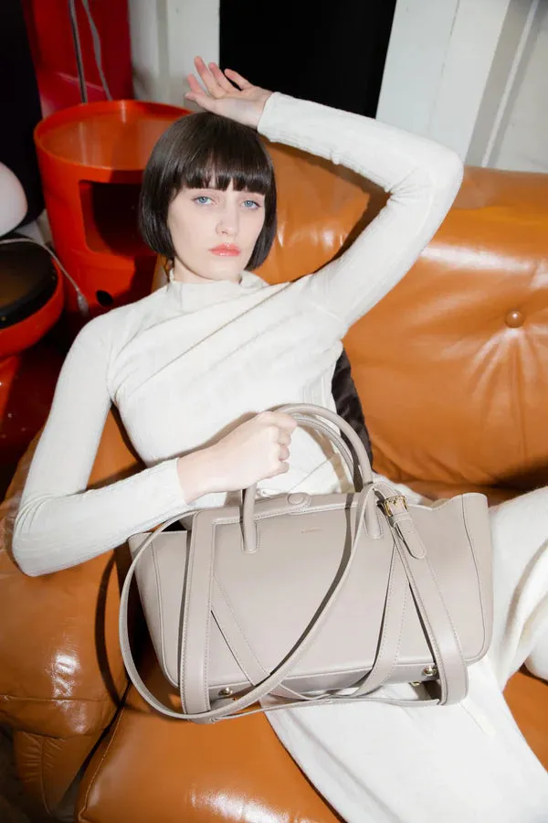 Number 5 leather taupe handbag