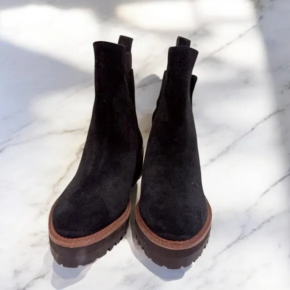 NWOT Kaanas Sofia Combat Suede Leather Boot with Elastic