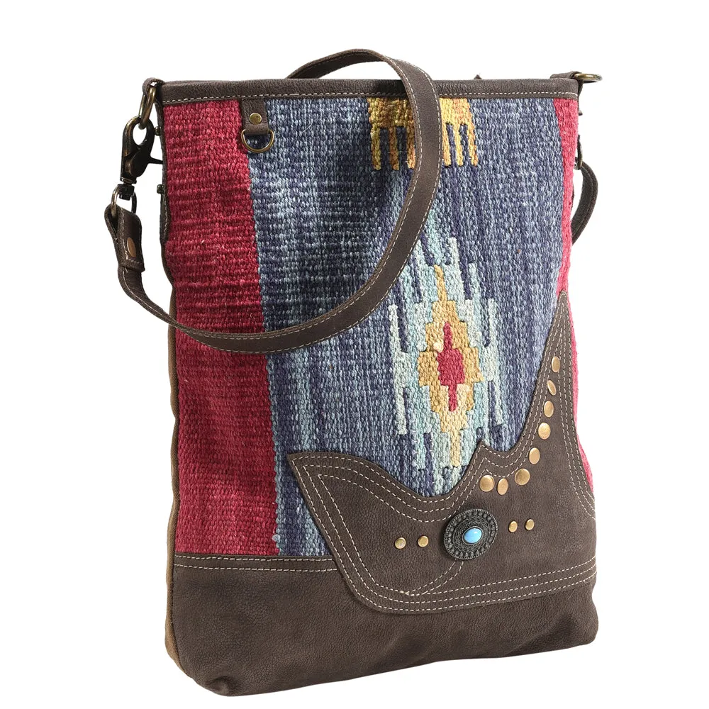 OHLAY MESSENGER Upcycled Wool Upcycled Canvas  Genuine Leather women bag western handbag purse