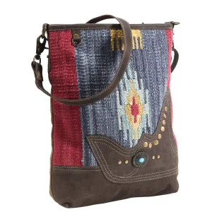 OHLAY MESSENGER Upcycled Wool Upcycled Canvas  Genuine Leather women bag western handbag purse