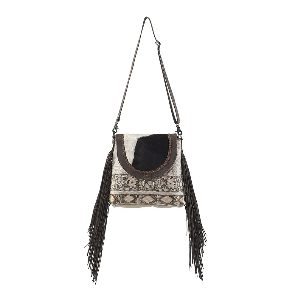 OHLAY MESSENGER Upcycled Wool Upcycled Canvas Hair-on Genuine Leather women bag western handbag purse