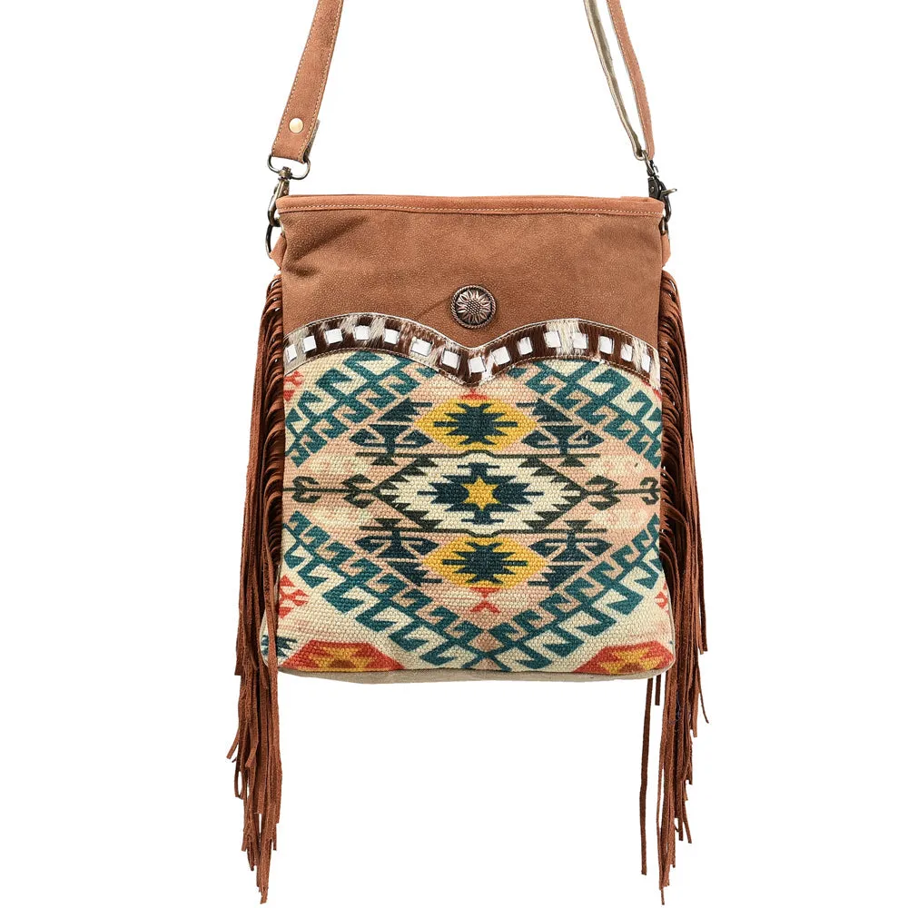 OHLAY MESSENGER Upcycled Wool Upcycled Canvas Hair-on Genuine Leather women bag western handbag purse