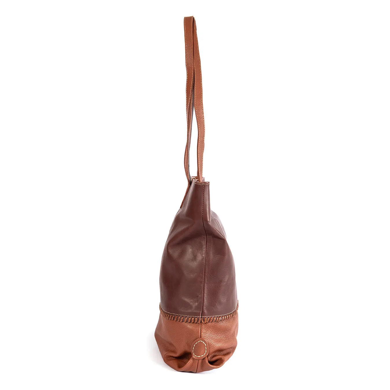 Omari : Ladies Leather Shopper Handbag in Raisin Relaxa & Suede Cayak