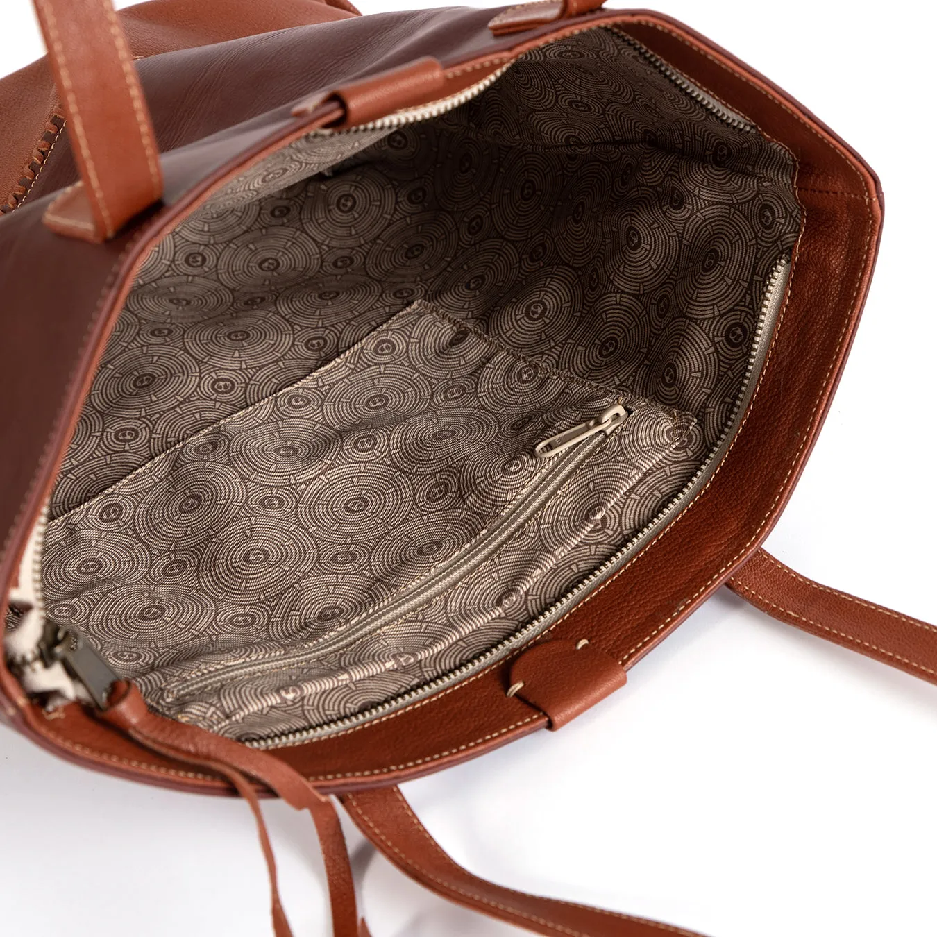 Omari : Ladies Leather Shopper Handbag in Raisin Relaxa & Suede Cayak