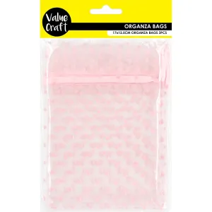 ORGANZA BAG 17X12.5CM PINK SPOT 3PC