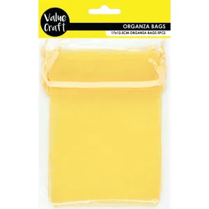 ORGANZA SMALL 17CM X 12.5CM MUSTARD 5PC
