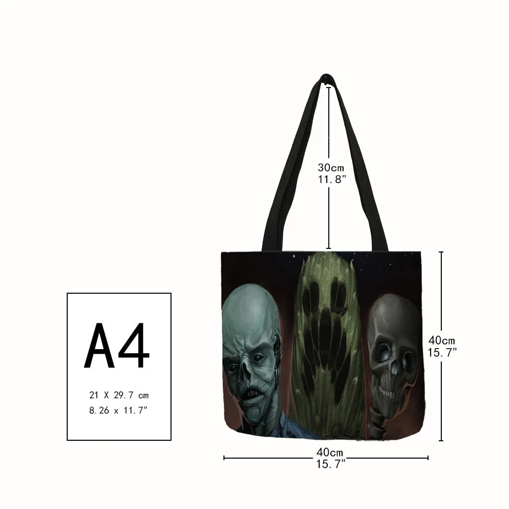 Paisley Skull Print Tote Bag