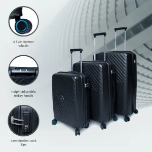 Paklite Altitude 3 Piece Luggage set Black