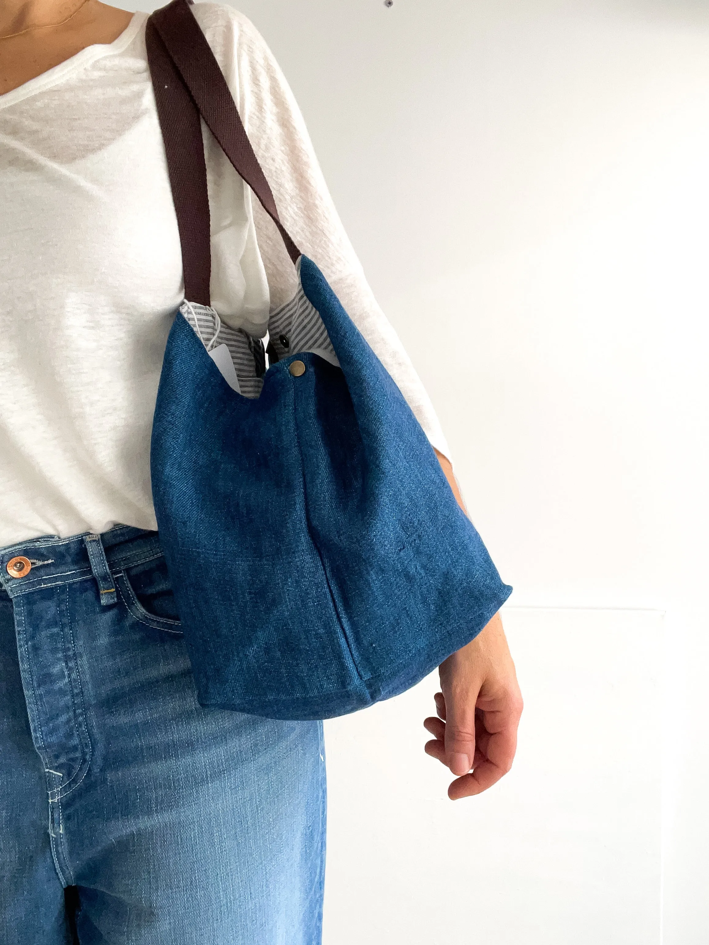 PETITE bag: indigo   brown