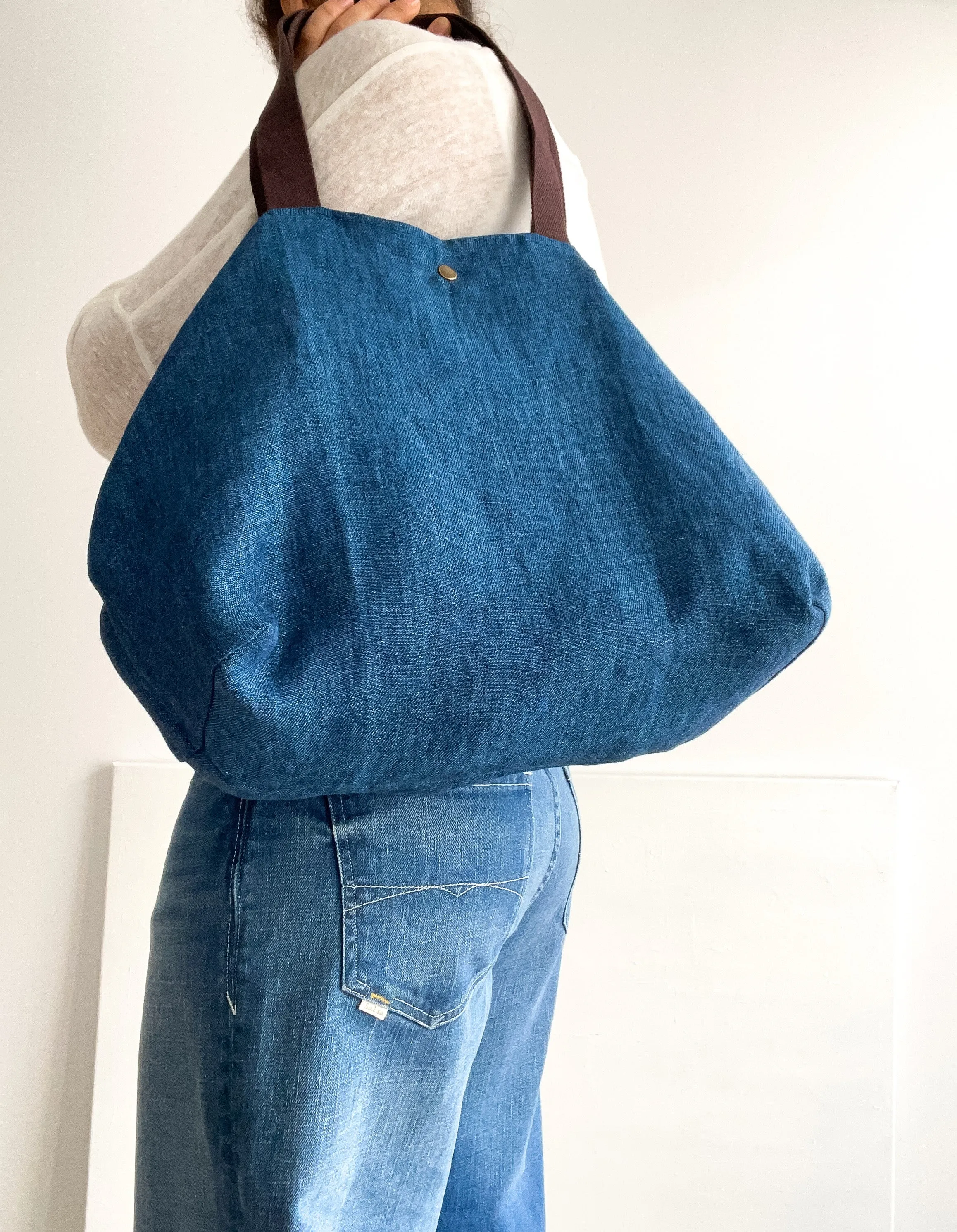 PETITE bag: indigo   brown