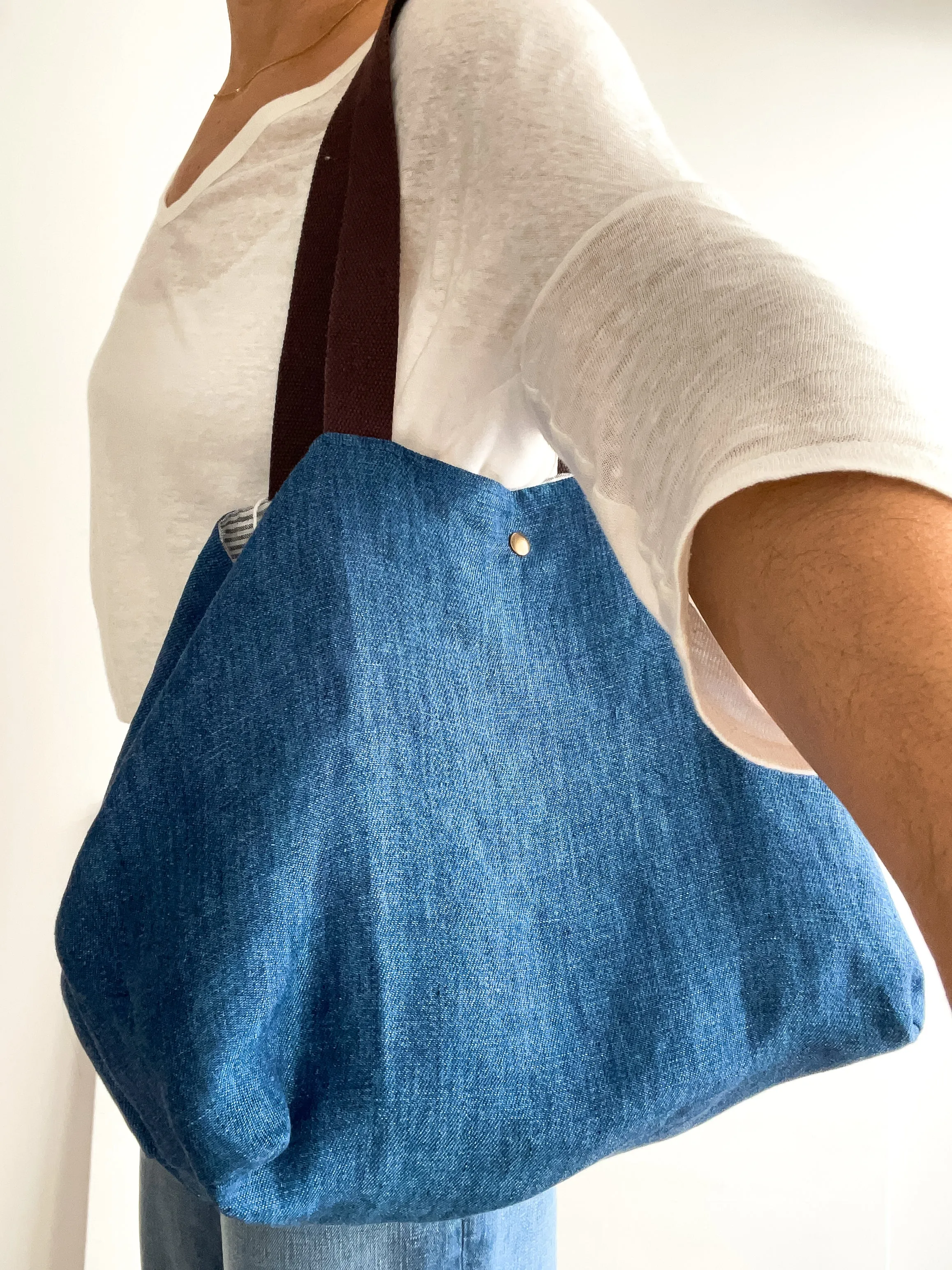PETITE bag: indigo   brown