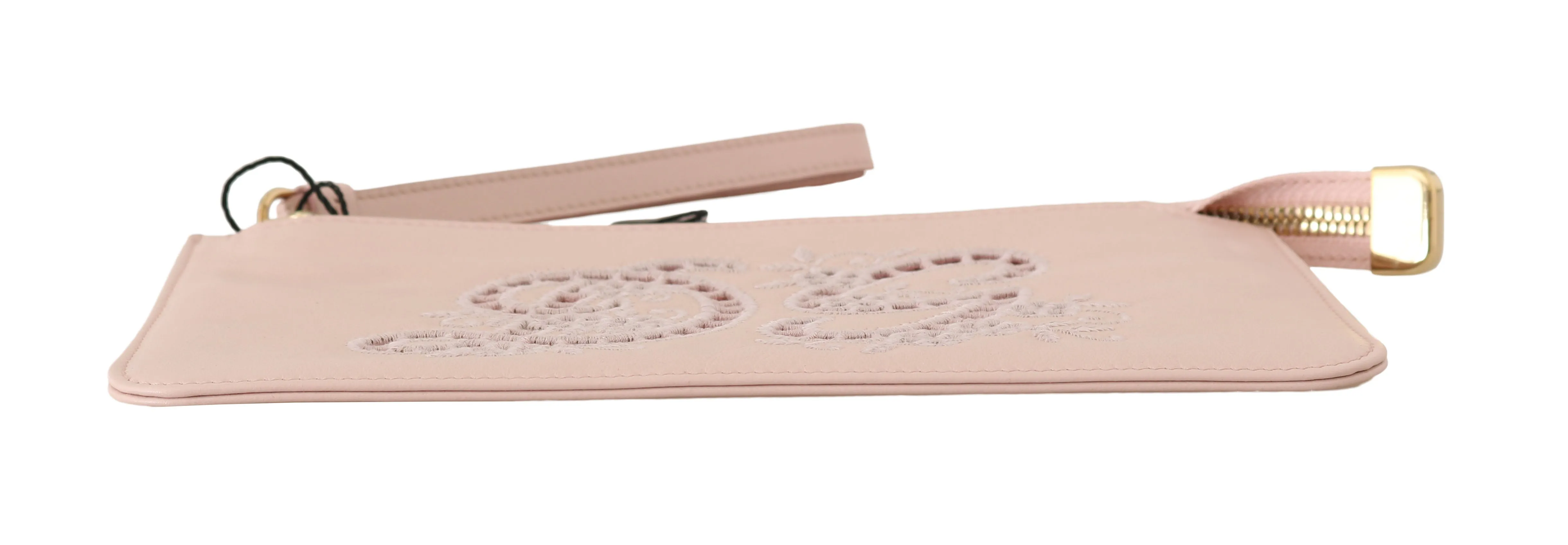 Pink Leather Zipper Wristlet Toiletry Clutch Wallet